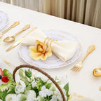 DaYammi 150Pcs White Gold Plastic Plates & Gold Plastic Silverware Set - Image 6