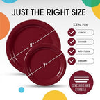 Party Solids Exquisite Burgundy Paper Plates Disposable Heavy Duty 200 Pcs - 100-7 & 100-9 Burgundy Disposable Plates for Party Heavy Duty 350 GSM for Birthday Supplies - Image 3