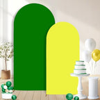 2PCS Arch Backdrop Covers Yellow & Green (7.2ft+6ft), 2 Sided Spandex Fitted Arch Stand Cover Background for Wedding Baby Shower Birthday Bridal Shower Party Decorations(Only Covers) by CORNERLACE