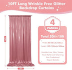 20x10ft Shimmer Rose Gold Sequin Backdrop Curtain for Parties,Thick Wrinkle Free Glitter Backdrop Drapes Rose Photo Back Drop Curtains for Birthday Wedding Party Photography Background-4 Panels 5x10ft - Image 5