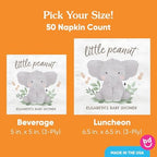 Big Dot of Happiness Personalized Elephant Napkins, Custom Little Peanut Baby Shower or First Birthday Party Decor, White 3-Ply Paper Luncheon Dinner Napkins - 50 Count - Image 4