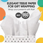 Party Solids White Tissue Paper for Gift Bags 20" X 30" - Image 3