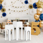 3PCS Square White Pedestal Stands for Party Metal Pedestal Display Stands Dessert Table Decoration Pillars Cake Pedestal Plant Stands for Party Birthday Wedding Props (A) - Image 4