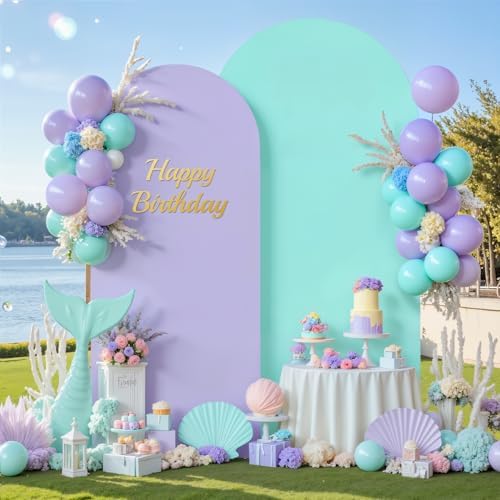 Purple and Blue Arch Cover 2 Set-7.2FT and 6FT Arch Backdrop Cover Spandex Fitted Mermaid Arch Stand Covers for Under The Sea Birthday Party Wedding Baby Shower Ceremony Photo Background by Suppromo