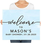 Andaz Press Personalized Large Canvas Baby Shower Welcome Sign, 16 x 20 Inches, Minimal Baby Blue, Guestbook Alternative, Custom Baby Shower Sign, for Baby Shower, Baby Sprinkle - Image 3