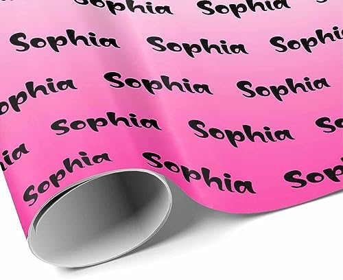 MyPupSocks Customized Name Gift Wrapping Paper, Personalized Gradient White And Pink Gift Wrap Paper with Logo Custom Funny Wrapping Paper Roll for Men Women Christmas 58x23 Inches 3 Rolls - Image 3