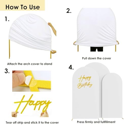 HAINARverS Set of 3 Stretchy Arch Backdrop Covers, White, 6/6.6/7.2FT - Image 5