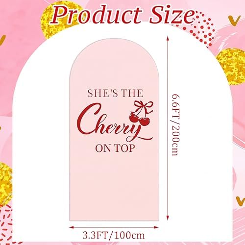 Hunnmingre Pink Cherry on Top Backdrop Arch Cover 6.6 ft Cherry Decoration - Image 3