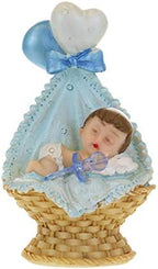 Keepsake Figurine 12 pcs Baby Boy Sleeping In Basket with Ballons | Awesome Decorations or Party Favors | for Pregnancy Announcements, Gender Reveals, Birthday and Special Celebrations - Image 2