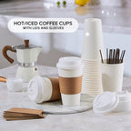 JOLLY PARTY 50 Pack 20 oz Disposable Paper Coffee Cups with Lids & Sleeves - Image 7