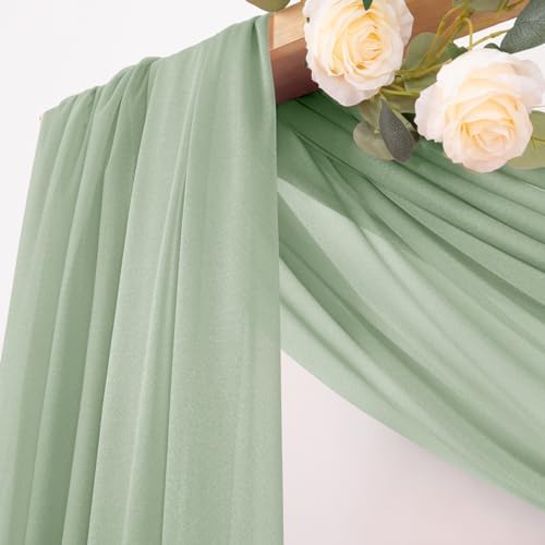 Sheer Gauze Wedding Arch Draping Fabric 29" x 20 FT 4 Panel Sage Green - Image 2