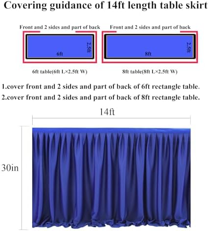Table Skirt for Teacher Desk Classroom Wedding Birthday, Royal Blue, 14ft - Image 4