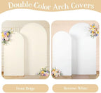 White and Beige Arch Backdrop Cover Set of 2 Party Wedding Arch Covers Stretchy Backdrop 7.2FT 6FT Decorations Baby Shower Bridal Shower Photo Birthday Arch Stand Cover Spandex - Image 5