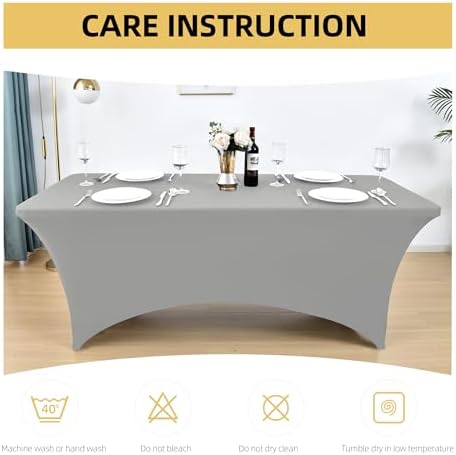 114 10-Pack 6ft Spandex Table Covers for Rectangle Standard Folding Tables - Wrinkle Resistant Stretch Tablecloths - Ultimate Fitted Table Protector for Parties, Banquet, and Wedding - Image 6