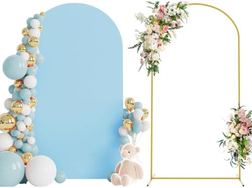 Wokceer 7.2FT Arch Backdrop Stand and Cover Set,Arch with Dusty Blue Cover by Wokceer