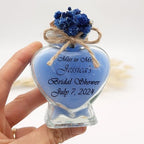 Wedding Favor Guest Bulk, Set of Heart Glass Candle Party with Custom Sticker and Dried Flowers Bridal Party, Baby Shower Gifts (Blue, Set of 150) - Image 6