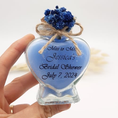 Wedding Favor Guest Bulk, Set of Heart Glass Candle Party with Custom Sticker and Dried Flowers Bridal Party, Baby Shower Gifts (Blue, Set of 150) - Image 6
