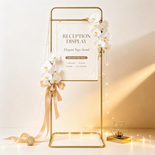 Wedding Sign Stand Adjustable Metal Easel Stand for Welcome Signs,Gold - Image 3