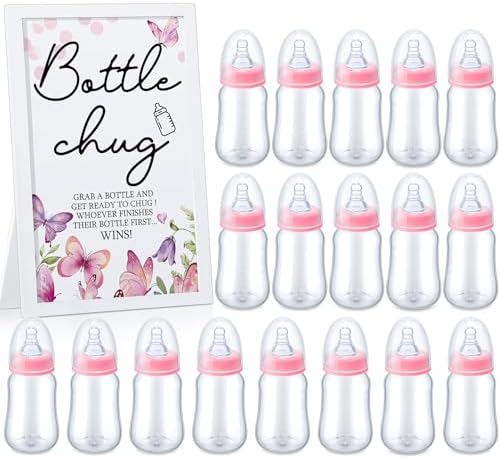 Roowest Bottle Chug Baby Shower Games Favors, Pink, Butterfly by Roowest