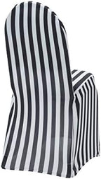 YOUR CHAIR COVERS - 50 Pack Stretch Spandex Chair Cover Striped - Black and White, Wedding Slip, Premium Quality - Image 3