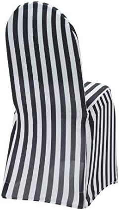 YOUR CHAIR COVERS - 50 Pack Stretch Spandex Chair Cover Striped - Black and White, Wedding Slip, Premium Quality - Image 3