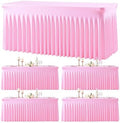 gogoparti 4 Pack Spandex Pink Fitted Table Cloth for 6ft Rectangle Tables Pink Stretch Tablecloth Table Covers Banquet Table Clothes Wrinkle Free Table Skirt for Parties Wedding by Gogoparti