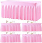 gogoparti 4 Pack Spandex Pink Fitted Table Cloth for 6ft Rectangle Tables Pink Stretch Tablecloth Table Covers Banquet Table Clothes Wrinkle Free Table Skirt for Parties Wedding by Gogoparti