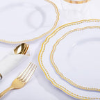 Hioasis 350 Pcs White and Gold Plastic Plates for Wedding & Party - Image 5