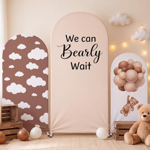 Tingjoo 3 Pcs We Can Bearly Wait Arch Backdrop Cover, 4/5/6ft by Tingjoo