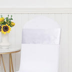 Pack of 50 Satin White Chair Sashes Bows 7 X 108 Inch Universal Chairs Ribbons for Wedding Ceremony Party Banquet Restaurant Event Decorations - White Chair Sashes 50 Pack - Image 4