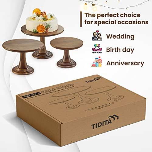 Tidita Set of 3 Size Wood Cake Stand Set, Easy To Assemble, Removable Tray - Image 4