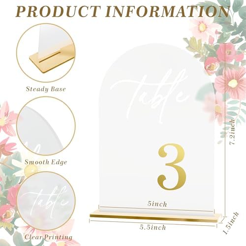 Frosted Wedding Table Numbers 1-20 with Stands - 5.5x7 Inch - Image 2