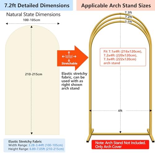 Hemmotop Stretchy Arch Backdrop Cover, Beige, 7.2ft, 6ft, Set of 2 - Image 2
