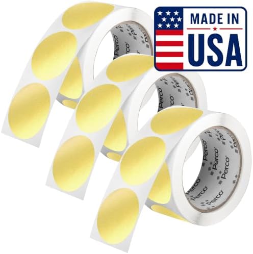Perco Metallic Gold Perforated Round Circle Dot Sticker 2-Inch Labels — 3 Rolls, 1,500 Stickers - VIP, Reward & Premium Packaging Labels, High-End Branding - Made in USA by Perco