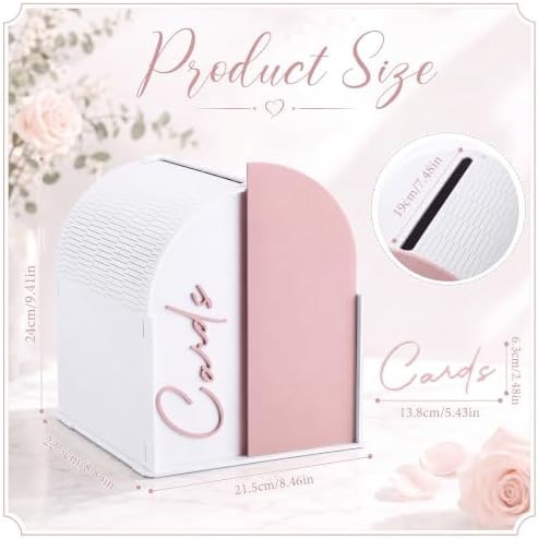 Wenqik Arched Acrylic Wedding Card Box with Pink Writable Standee - Image 2