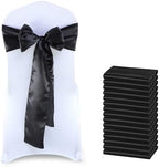 MDS® Pack of 200 Satin Chair Sashes for Wedding & Events – Black by MDS