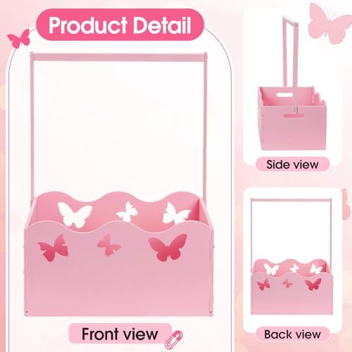 Suzile Wooden Baby Shower Crate Closet, Butterfly, Pink - Image 3