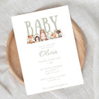 Woodland Baby Shower Invitation Printed, Teddy Bear Baby Shower Invite Gender Neutral, Forest Animal Baby Shower Invitations, Custom Printed Baby Shower Invite - Image 4