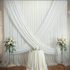 40×14ft Wrinkle Free Ivory Backdrop Curtain, Soft Silky Easy to Drape Cream Wedding Drapes for Backdrop, 8 Panels 5×14ft Photo Backdrop Curtains for Parties Birthday Photography Background Cloth - Image 5