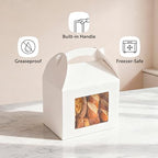 Restaurantware Gable Gift Boxes Pack of 25 Paper Treat Boxes 10 x 7 x 8 Inches With Window, Disposable White Containers, Greaseproof, Freezer-safe, For Weddings or Birthdays - Image 4