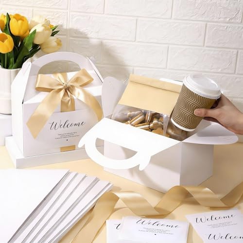Maitys 50 Set Welcome Boxes for Wedding Guests 9x6x6 Gable Boxes, Gold - Image 4