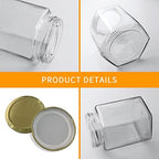 12 Pack 12oz Clear Hexagon Glass Honey Jars with Gold Lids - Image 3