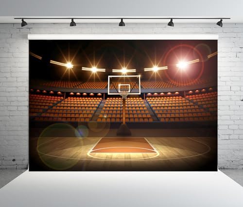 BELECO 12x8ft Fabric Basketball Court Backdrop Arena Sports Background Theme Party Decorations Birthday Baby Shower Cake Table Decor Banner Photo Booth Studio Props - Image 3
