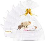 10 Pack Empty Gift Baskets, 12x8x5 Small White Woven Cotton Rope Baskets with Gift Bags & Ribbons, Decorative Baby Shower Hamper, Nursery Storage Basket with Handles for Shelves by Mkway