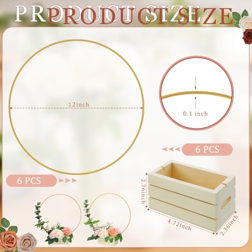 FoldTier 24 Pcs 10 Inches Metal Floral Hoop Centerpiece with Tables Stand - Image 2