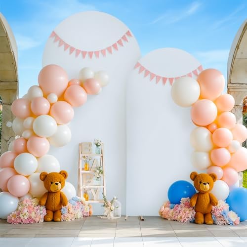 White Arch Cover Set of 2-7.2 and 6ft Arch Backdrop Cover Spandex Wedding Arch Stand Covers for Bridal Shower Wedding Baby Shower Birthday Party Ceremony Banquet Photo Background Decorations - Image 2