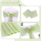 MDS Pack of 100 Chiffon Chair Sashes for Wedding & Event Décor - Sage Green - Image 5
