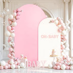 Pink White Arch Cover 7.2 & 6FT Stretch Spandex Wedding Backdrop Cover - Image 2