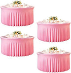 4 Pack 132 Inch Pink Round Tablecloth, Wrinkle Free Table Covers with Skirt, Spandex Fitted Tablecloths for 6 FT Tables for Wedding Photography Party Professional Events 16th Birthday Decorations by Creativepartyuniquedecorat