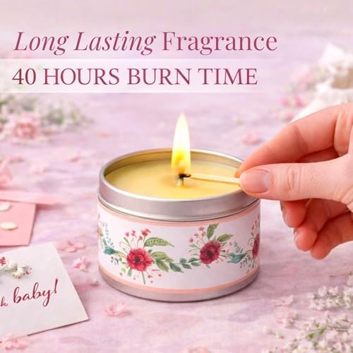 Majestic Zen Floral Scented Candles, Set of 9 for Baby Shower Party Favors and Gender Reveal Parties - Image 6